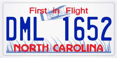 NC license plate DML1652