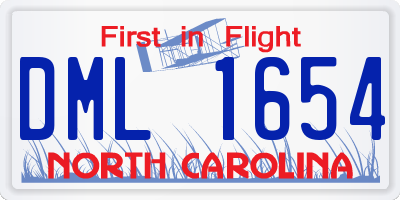 NC license plate DML1654