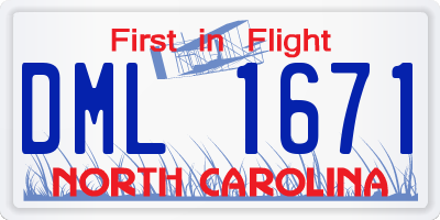 NC license plate DML1671