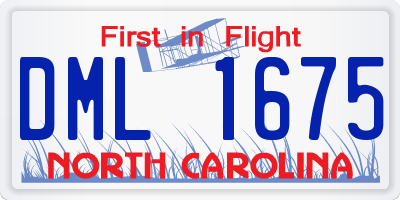 NC license plate DML1675