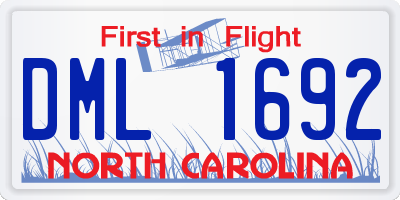 NC license plate DML1692