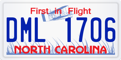 NC license plate DML1706