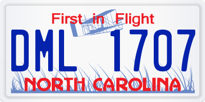 NC license plate DML1707