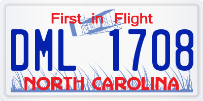 NC license plate DML1708