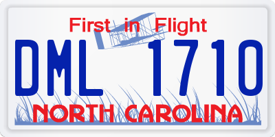 NC license plate DML1710