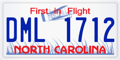 NC license plate DML1712