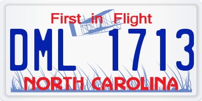 NC license plate DML1713