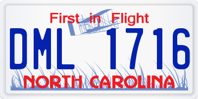 NC license plate DML1716