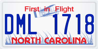NC license plate DML1718