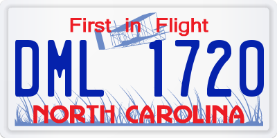 NC license plate DML1720