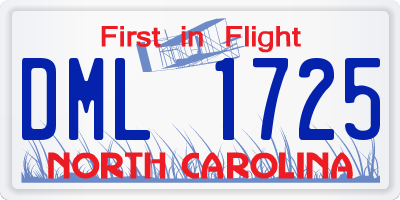 NC license plate DML1725
