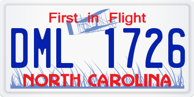 NC license plate DML1726