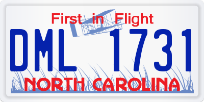 NC license plate DML1731