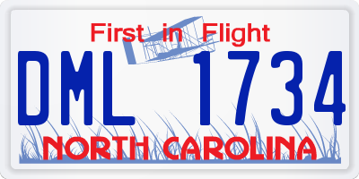 NC license plate DML1734