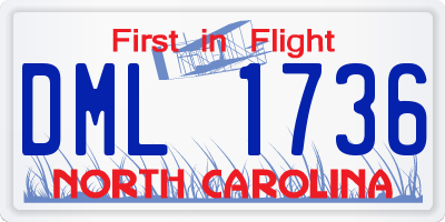 NC license plate DML1736