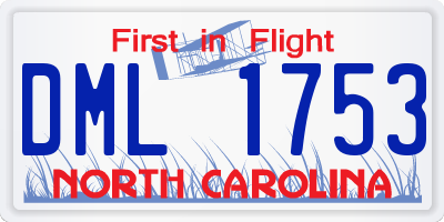 NC license plate DML1753