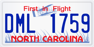 NC license plate DML1759
