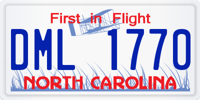 NC license plate DML1770
