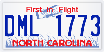 NC license plate DML1773
