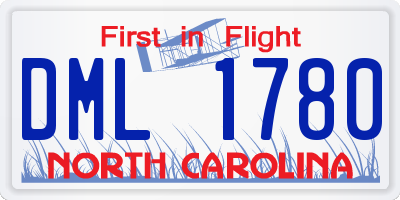 NC license plate DML1780