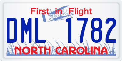 NC license plate DML1782