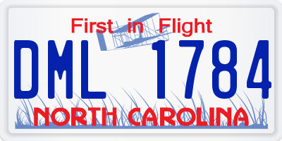 NC license plate DML1784