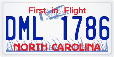 NC license plate DML1786