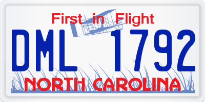 NC license plate DML1792