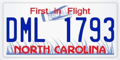 NC license plate DML1793