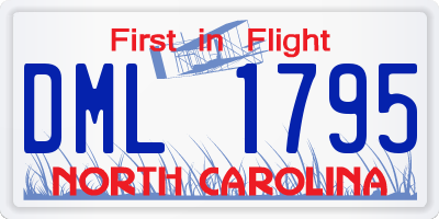 NC license plate DML1795