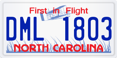 NC license plate DML1803