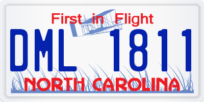 NC license plate DML1811