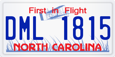 NC license plate DML1815