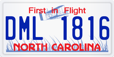 NC license plate DML1816