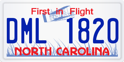 NC license plate DML1820