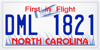 NC license plate DML1821