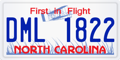 NC license plate DML1822