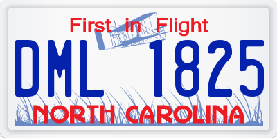 NC license plate DML1825