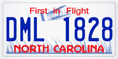 NC license plate DML1828