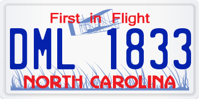 NC license plate DML1833