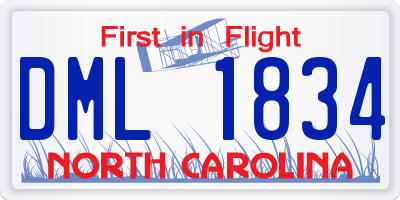 NC license plate DML1834