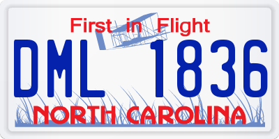 NC license plate DML1836