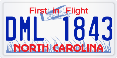 NC license plate DML1843