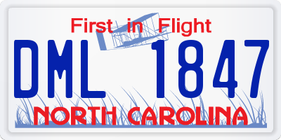 NC license plate DML1847