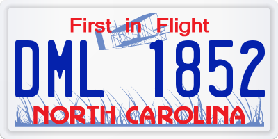 NC license plate DML1852