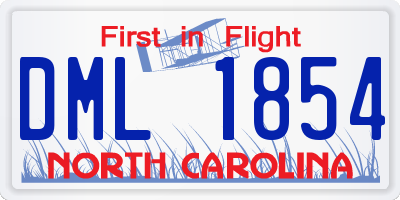 NC license plate DML1854