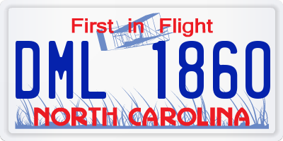 NC license plate DML1860