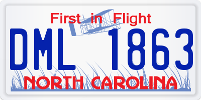 NC license plate DML1863