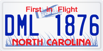 NC license plate DML1876