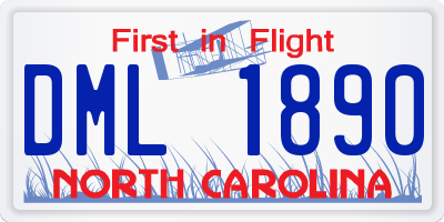 NC license plate DML1890
